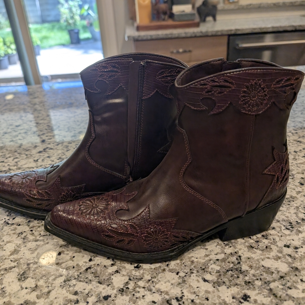Coconuts by Matisse Embroidered Ankle Boots - Dark Brown